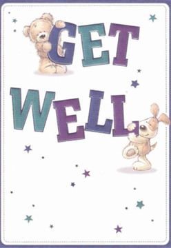 This charming get well card, ideal for sharing hope across Shacklewell, radiates comfort and optimism through its lovingly rendered characters. A sweet teddy clings to the top of the word 'GET,' while an energetic puppy joyfully leans on the bold 'WELL' below, both enveloped by gentle curves and expressive faces that suggest the nurturing care of a florist arranging blooms on Stoke Newington Road. The deep purples and calming teals of the text dance against a crisp, inviting white, echoing the clarity and reassurance essential to recovery. Twinkling stars, scattered throughout in varying shades of indigo and violet, add an air of magic, as if the wishes themselves travel along Shacklewell's leafy paths. The tactile softness of the bear's fluffy fur and the puppy's velvety ears echoes the feeling of running one's fingers over the petals and leaves of a freshly crafted bouquet. Each detail, from the playful postures to the exuberant type, reminds me of preparing a get well arrangement for a neighbour in Shacklewell: meant not only to lift the spirits, but to send a tangible reminder of love and support right to their door. This card, like a thoughtful floral gift from Flowers Shacklewell, is a touchstone of kindness in the heart of our community.