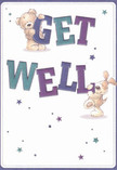 Overflowing with gentle joy, this get well card is a visual embrace-a soft-hearted teddy and a puppy seem to spring to life, playfully balancing vibrant 'Get Well' letters in shades of indigo and teal. Their warm, fur-textured illustrations and expressive, hopeful faces echo the special comfort found in a freshly designed bouquet by Flowers Shacklewell. Scattered stars-shining in rich blues and purples-sparkle across a creamy white background, evoking a sense of hope often felt during a stroll past Shacklewell's friendly shopfronts or the tranquil green spaces nearby. The composition channels buoyant optimism, with every brushstroke and colour choice inviting the recipient to feel cared for and uplifted. There's a tender vibrancy about this card-a sense that it offers more than a wish, but a momentary escape, like breathing in the scent of a hand-delivered posy. Perfect for sending a heartfelt get well message to friends or neighbours recovering across Shacklewell, this card brims with comfort, lightness, and the nurturing touch of a close-knit community.